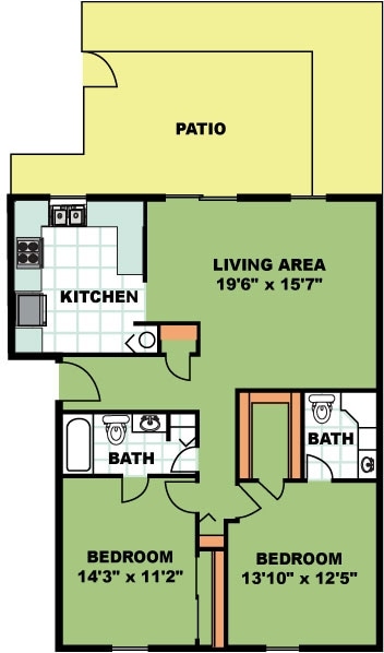 Two Bedroom Two Bathroom (c3) - Two Bed Two Bath (C3)