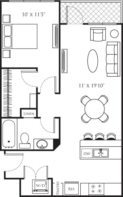 Floor Plan - One Bedroom C (1A)