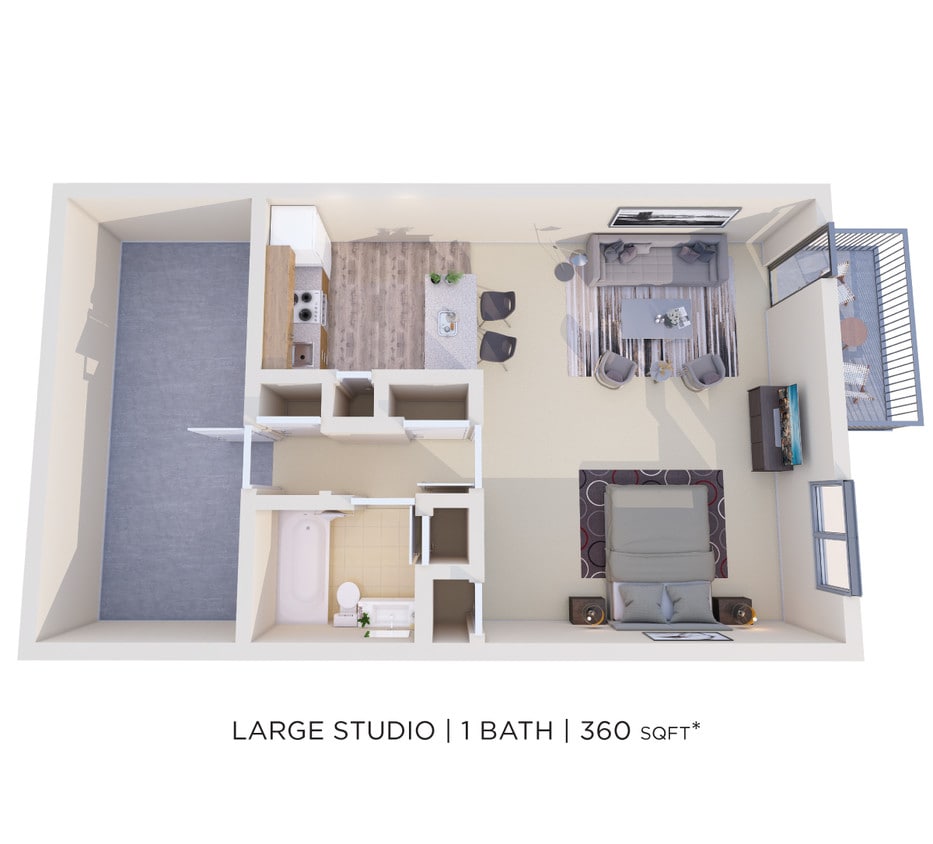 Floor Plan - Studio - 360 sqft