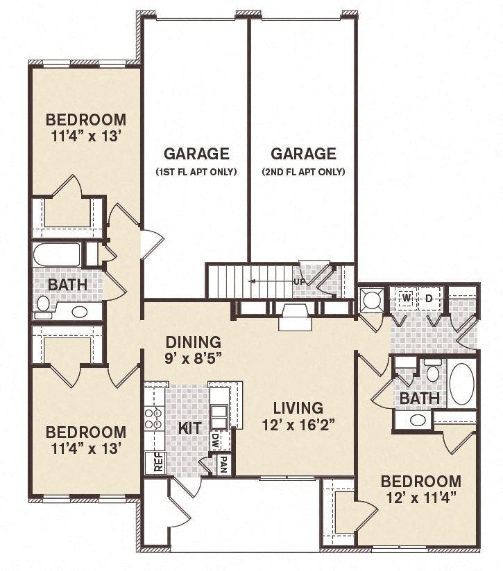 Floor Plan - 3B2B Garage Central Park
