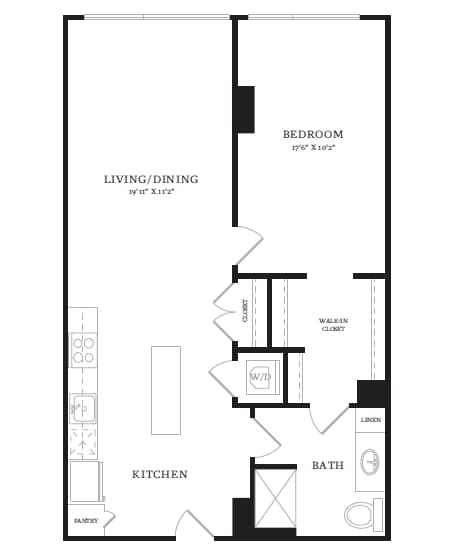 Floor Plan - 1 Bed/1 Bath-B9A