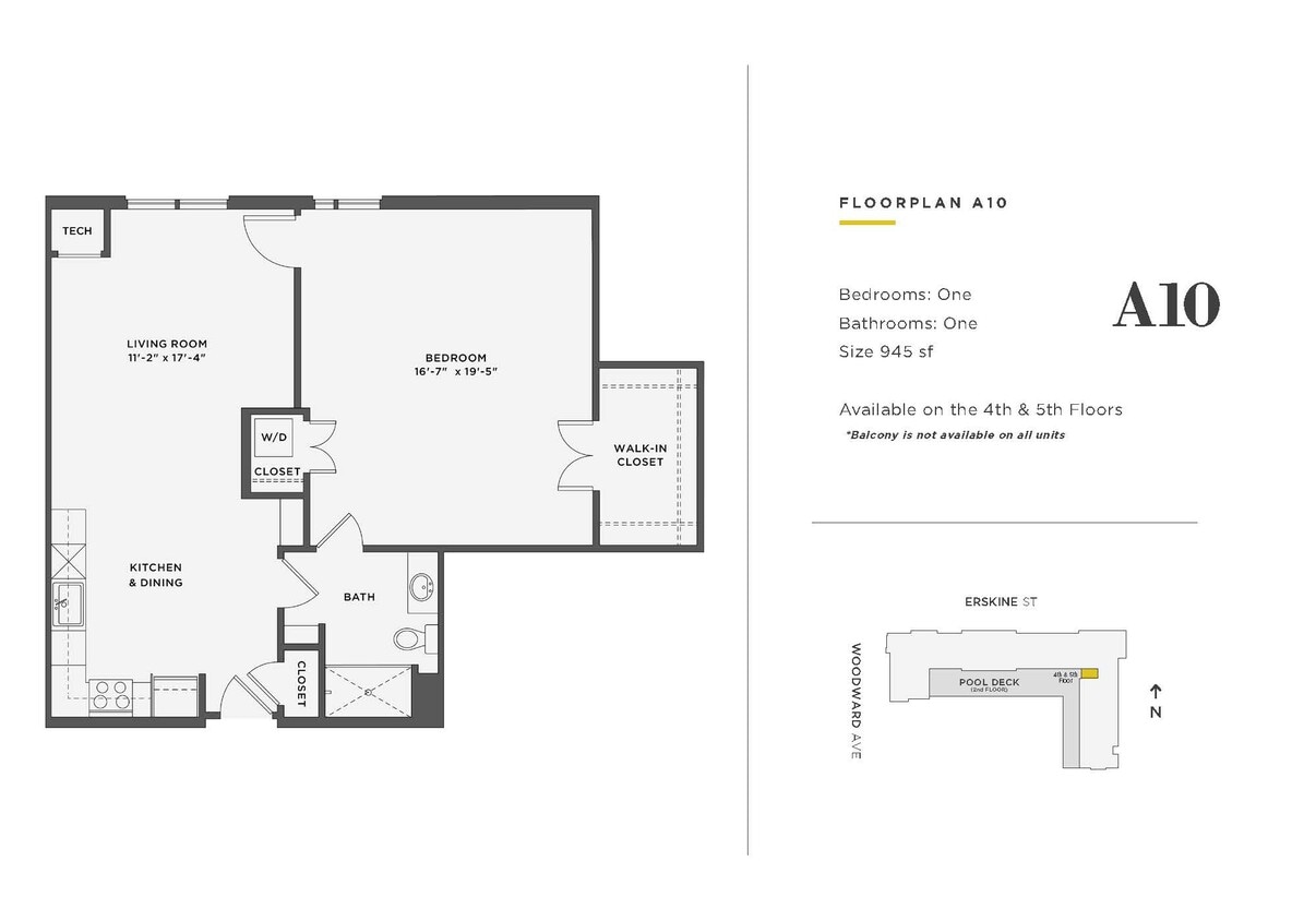 Floor Plan - 1 Bedroom Unit - A10