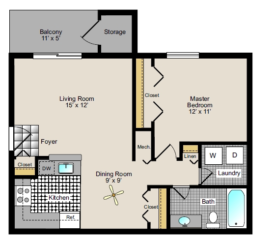 1BR/1BA - One Bedroom