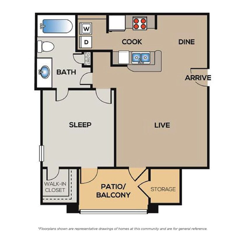 Floor Plan - 1 Bed - 1 Bath LG