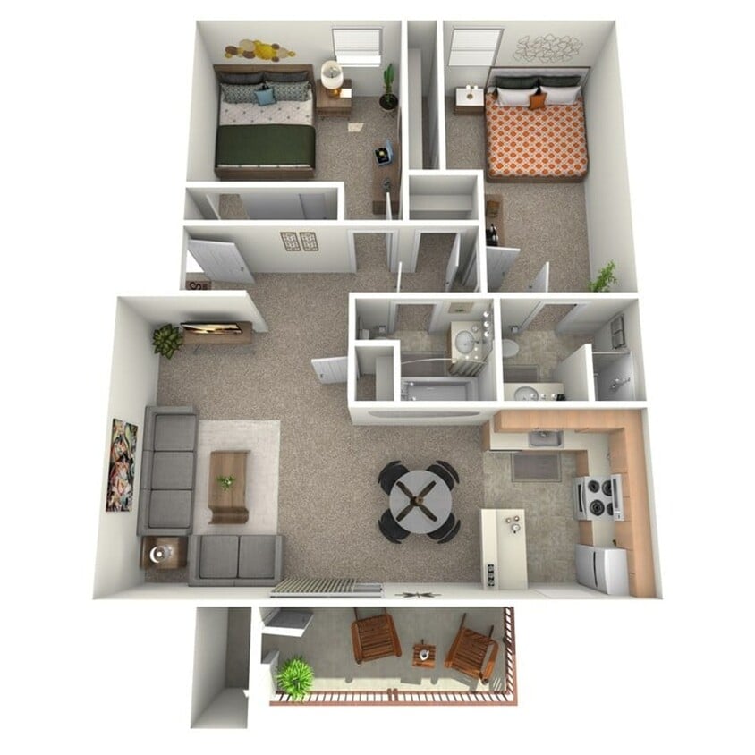 Floor Plan - 2x2 WD - G