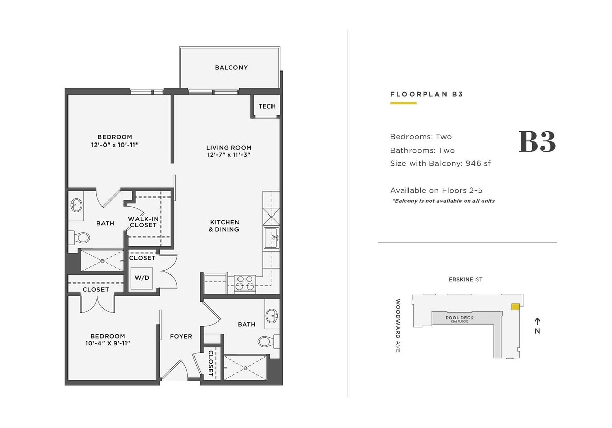 Floor Plan - 1 Bedroom w/ Den Unit - B3