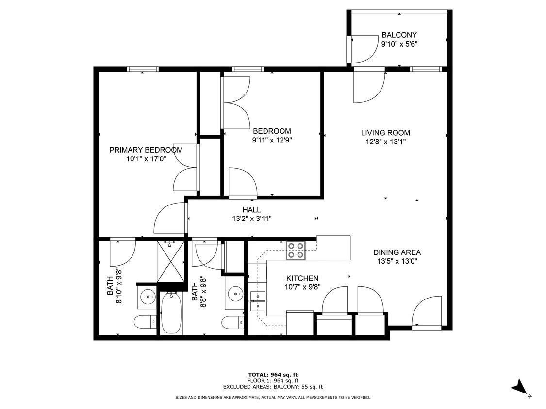 Floor Plan - 2BD/2BA/MKT