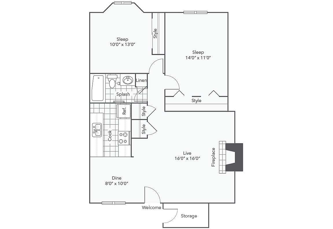 B1 | 2-Bedroom Floorplan - B1