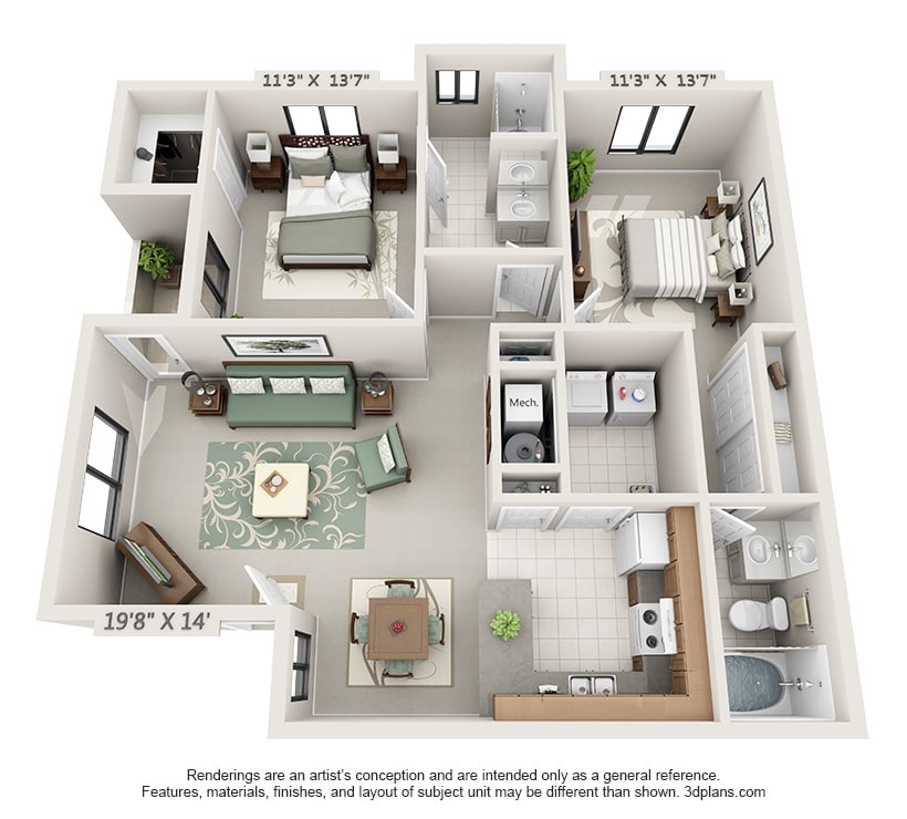 2BR/2BA - The Two Bedroom 