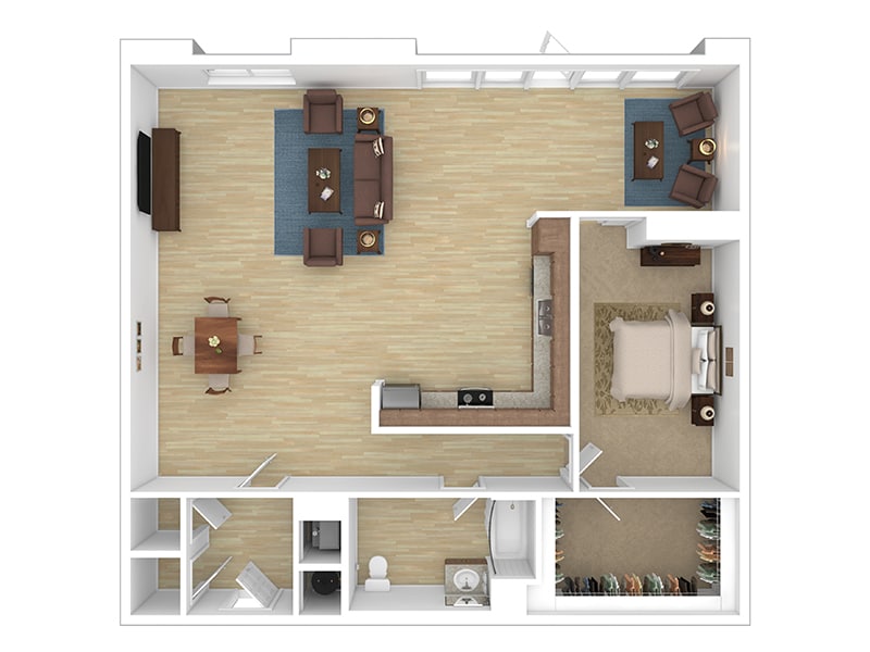 Floor Plan - 1 Bedroom - 1384