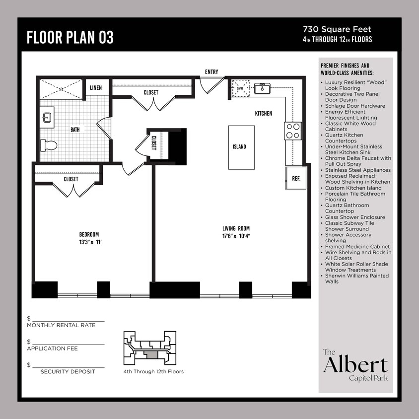 Floor Plan - 1 Bedroom Unit - A3