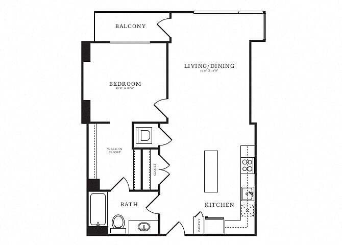 Floor Plan - 1 Bed/1 Bath-B8
