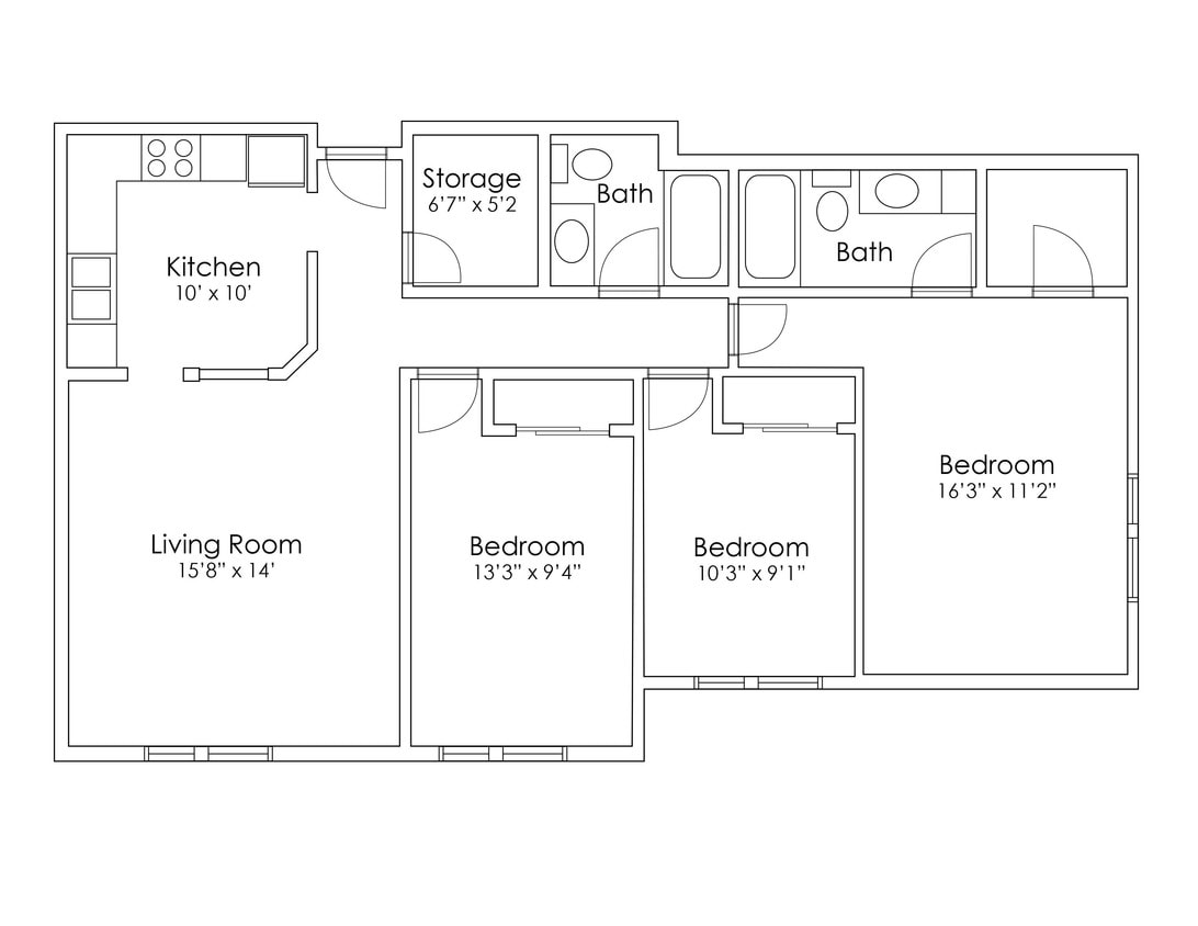 Floor Plan - 3 Bedroom Large