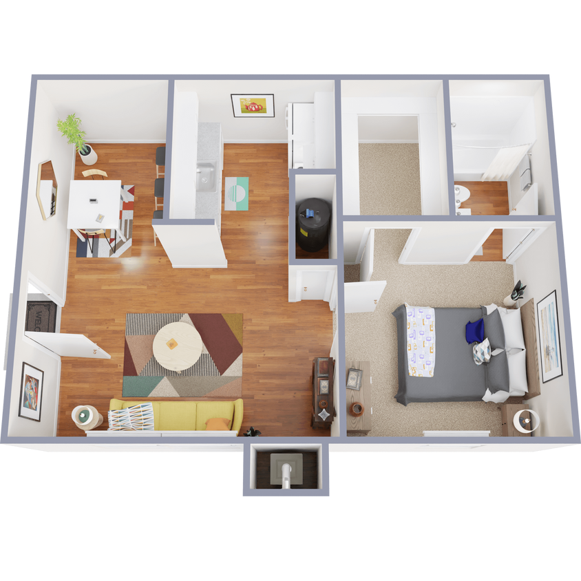 Floor Plan - One Bedroom One Bath Simply Modern