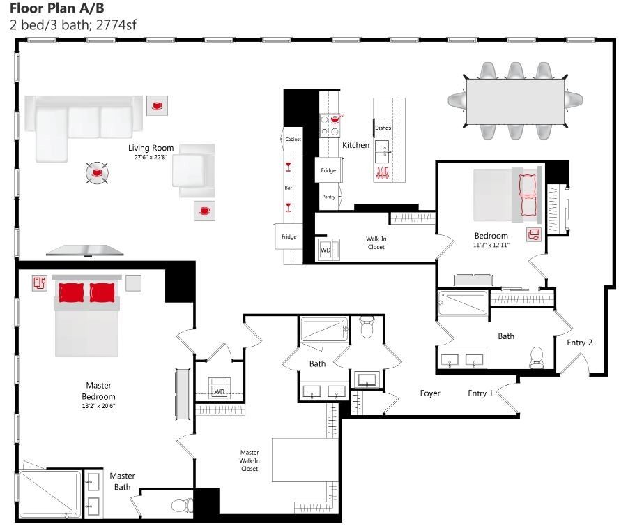 Floor Plan - Luxury Suite A/B