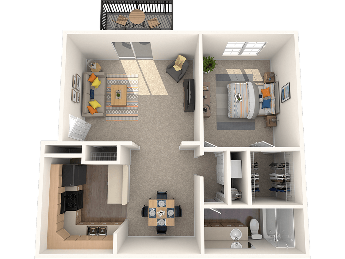 Floor Plan - 1 Bed - 1 Bath