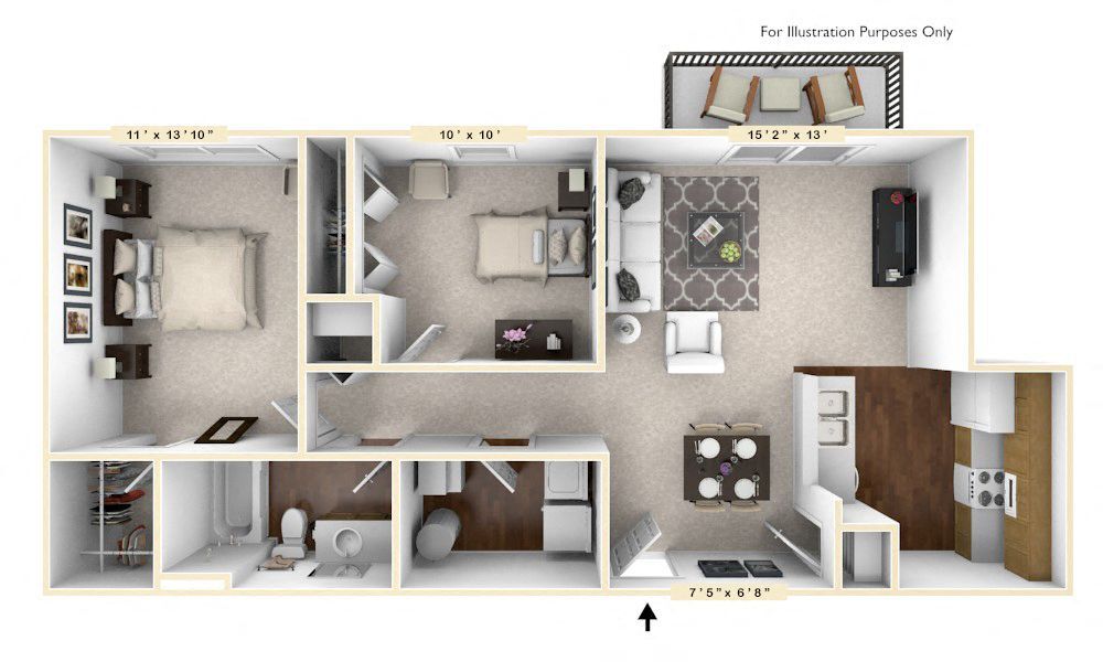 Floor Plan - The Somerset 2 BR 1 BA