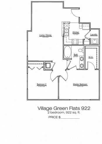 Floor Plan - Village Green Flats 922