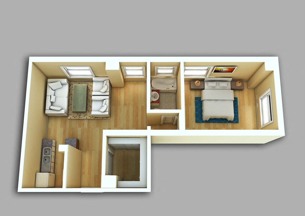 Floor Plan - 1 Bed, 1 Bath #1002