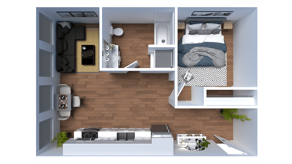 Floor Plan - L - 1 Bed 1 Bath