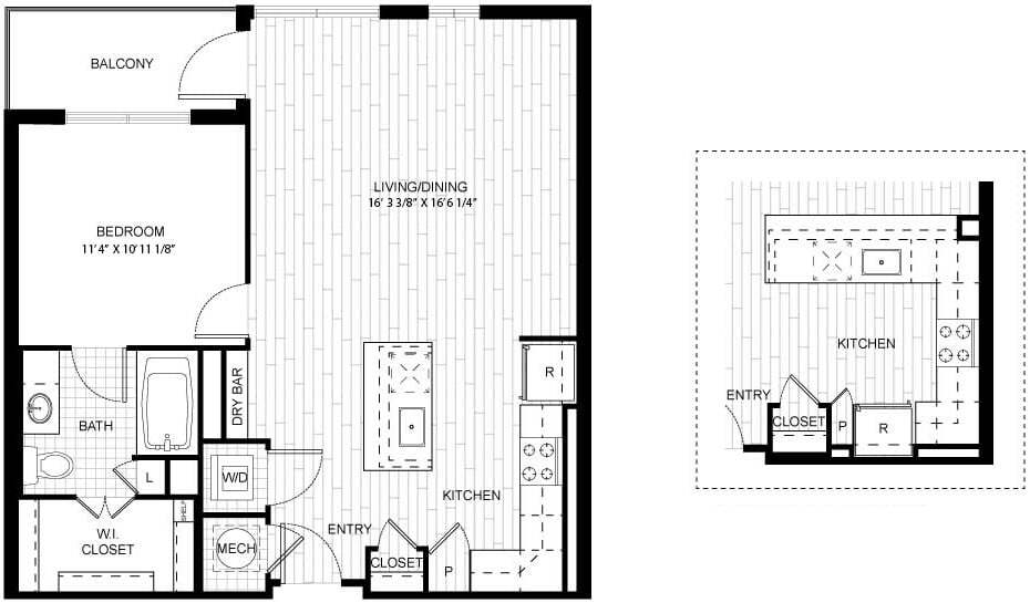 Floor Plan - 1 Bed/1 Bath-F_A01A_B