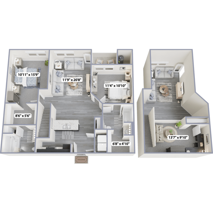 2bedloft_390850.png - Two Bedroom with Loft