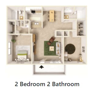 Floor Plan - 2 Bedroom 2 Bathroom