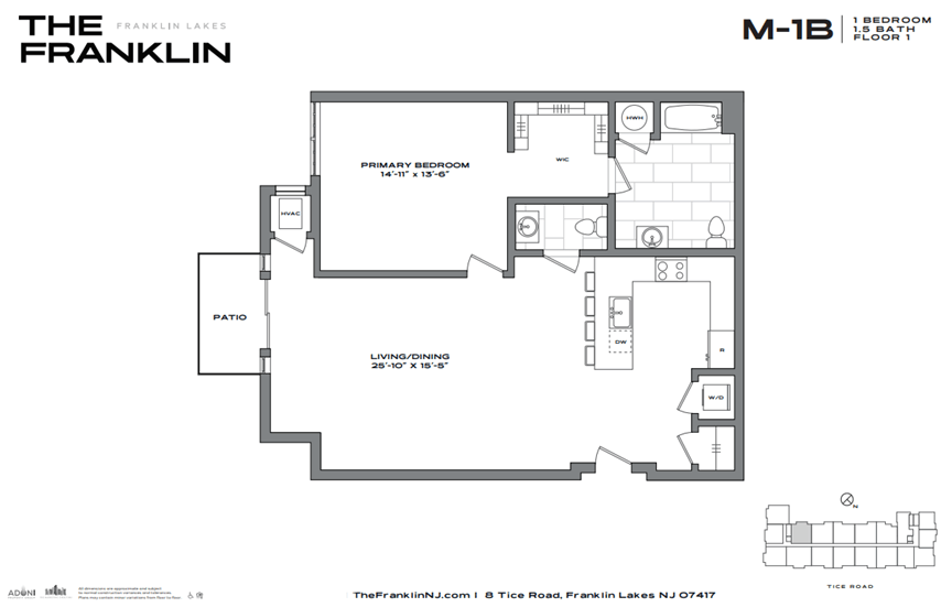 Floor Plan - 1 Bedroom, 1.5 Bathrooms