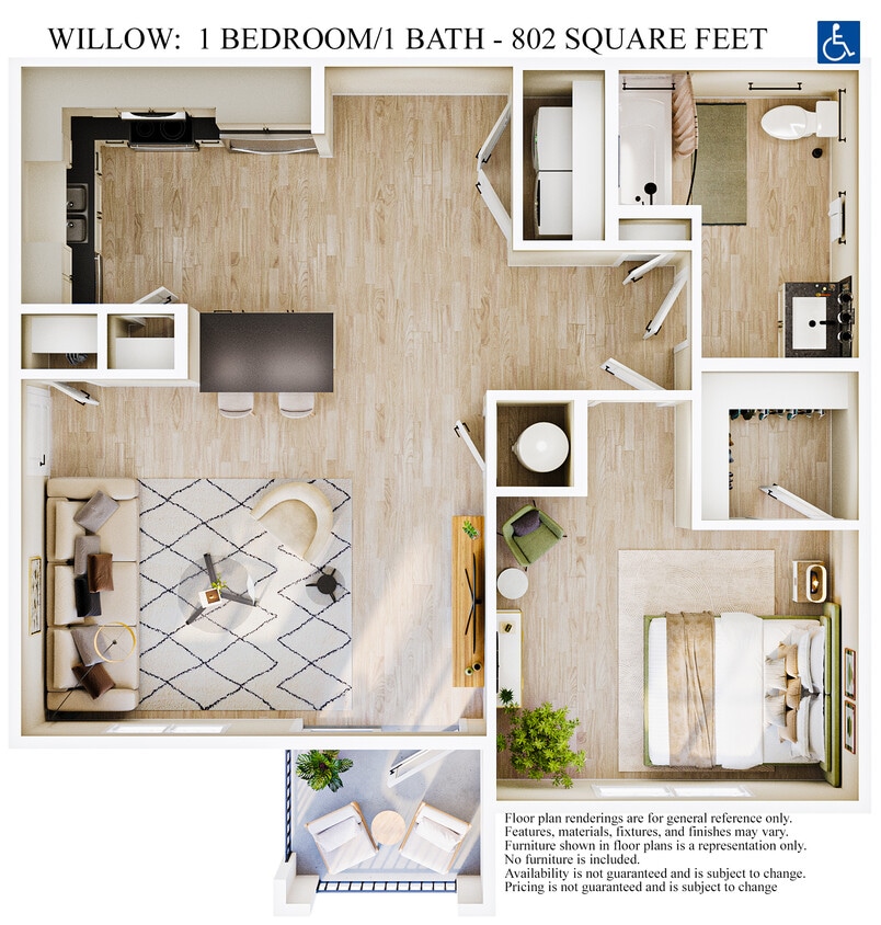 Floor Plan - 1 Bedroom 1 Bath ADA