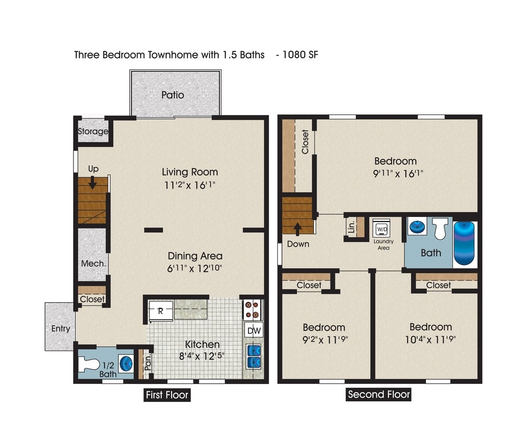 Floor Plan - C3 - 3 Bed 1.5 Bath 