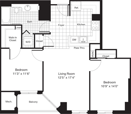 Floor Plan - 2 Bedrooms V