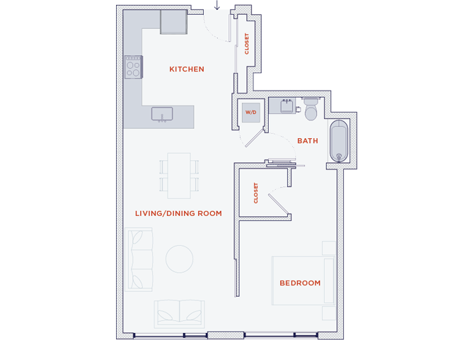 Floor Plan - 1 Bedroom | 810 sf