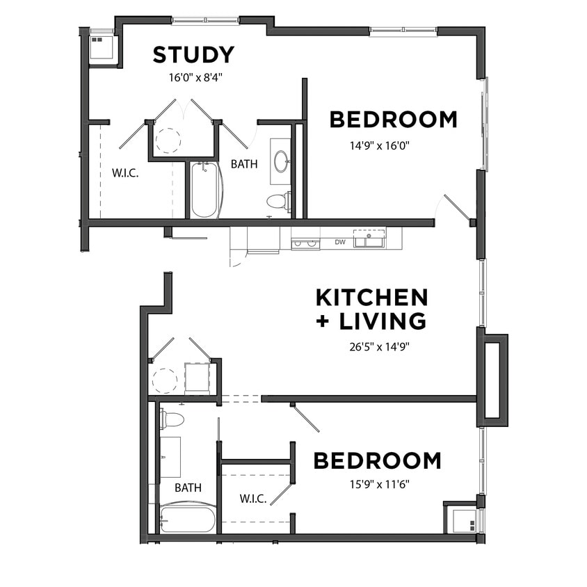 Floor Plan - The Two Bedroom 7 (Blue)