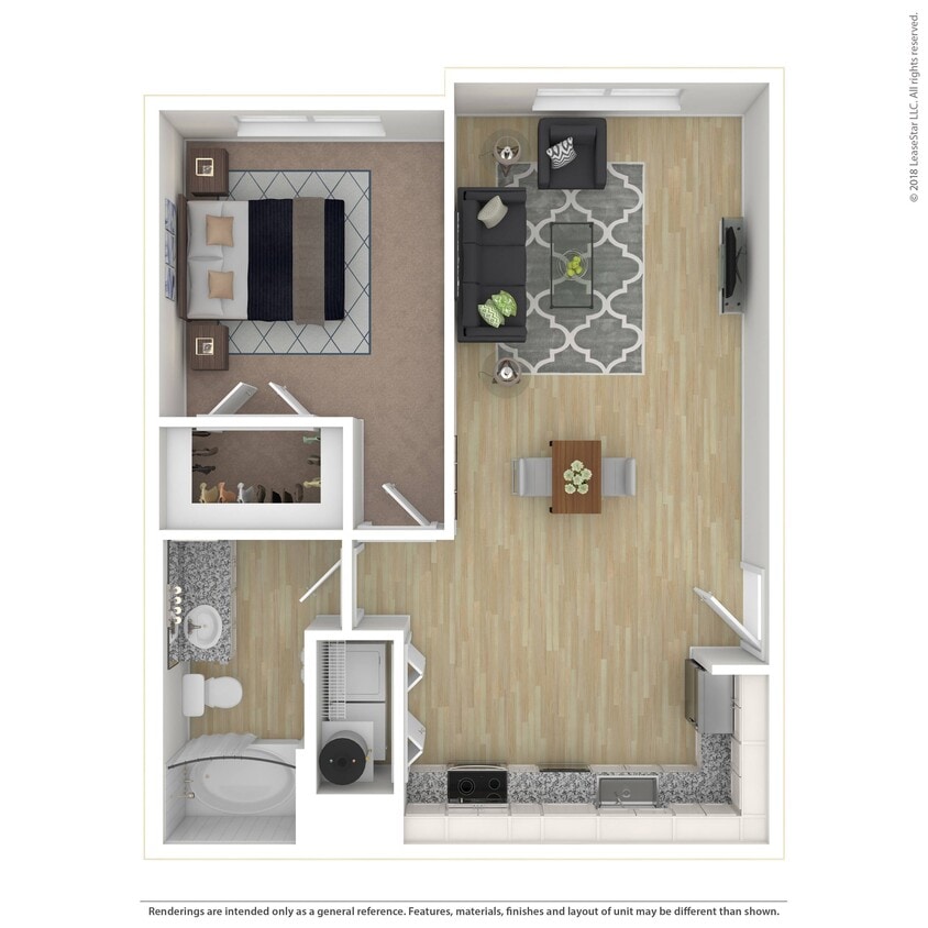 One bedroom apartment in Pflugerville, Texas. - A2.3