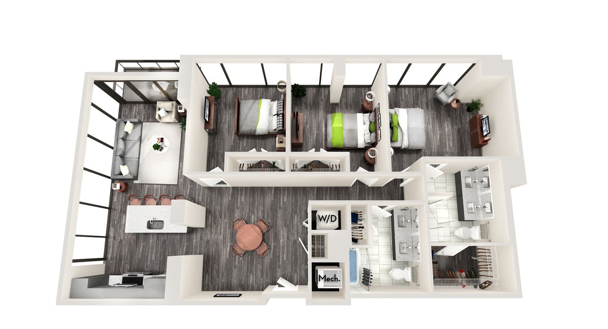 Floor Plan - AZD2 3 BEDROOM AND 2 BATH
