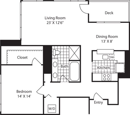 Floor Plan - 1 Bed 24A - 25A