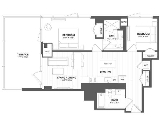 Floor Plan - 2 Bed/2 Bath-b24