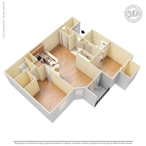 2BR/2BA - 2 Bed 2 Bath 1116 SqFt (1042 Net)