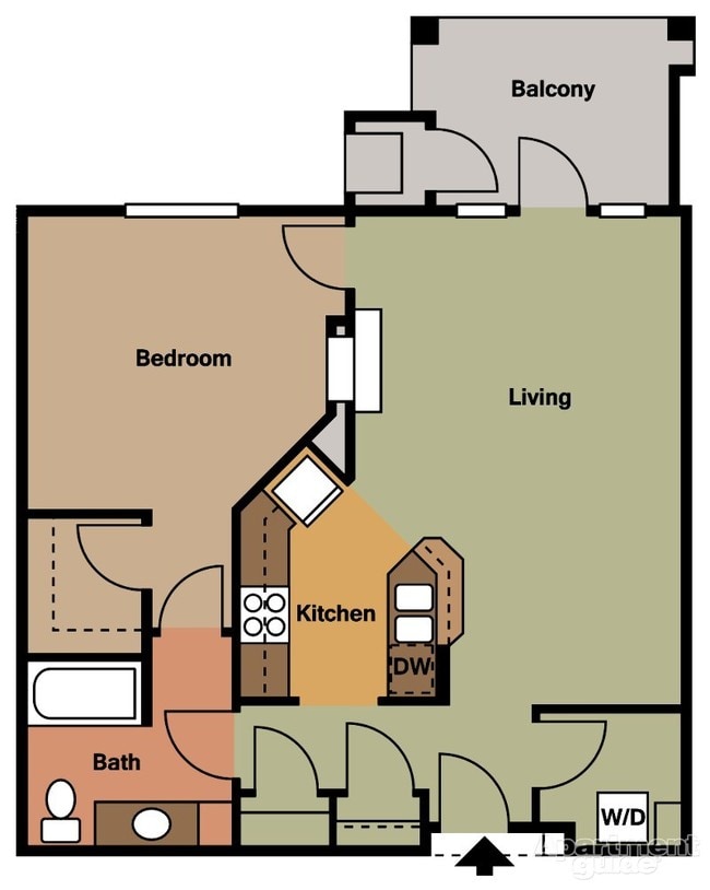 One Bed - D Floor Plan - Van Buren Place