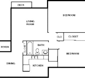 Floor Plan - 2 Bedroom  1 Bathroom