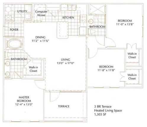3BR/2BA w/Terrace - 3 Bedroom Terrace