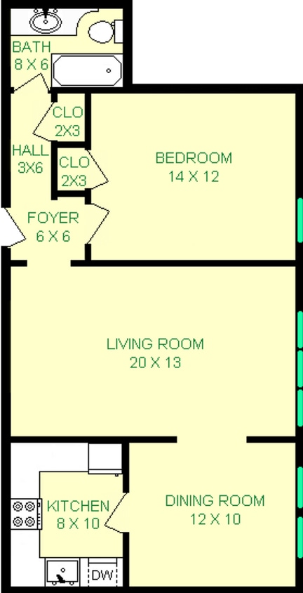 Smithfield One Bedroom Floorplan - Smithfield