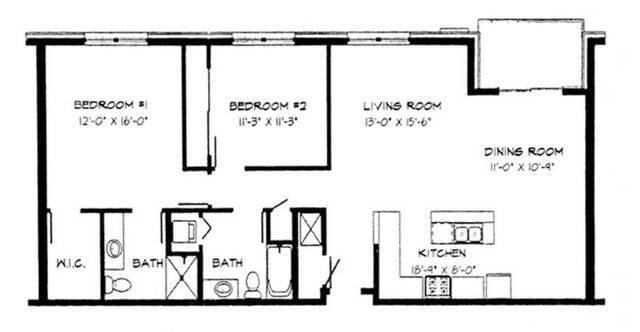 2 Bed / 2 Bath - 1,195 SF - 2 Bed / 2 Bath - 1,195 SF