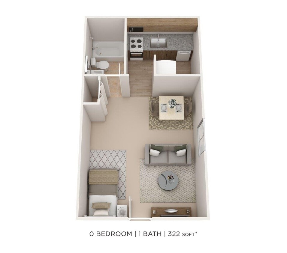 Floor Plan - Studio - 322 sqft
