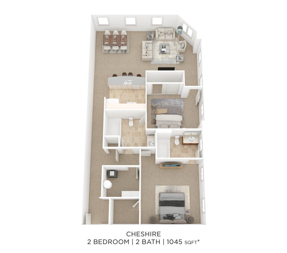 Floor Plan - Two Bedroom 2 Bath- Cheshire
