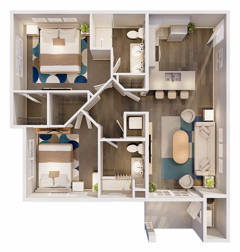 Maplewood 2 Bedroom 2 Bath - 2 Bedroom 2 Bathroom