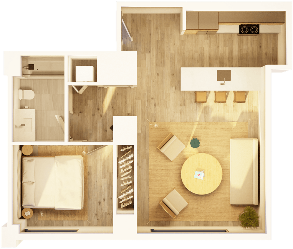 Floor Plan - West 1 BR City A