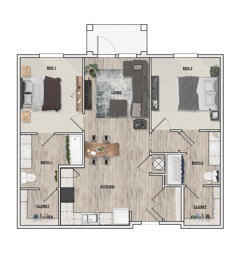 Floor Plan - 2 Bedroom 2 Bath