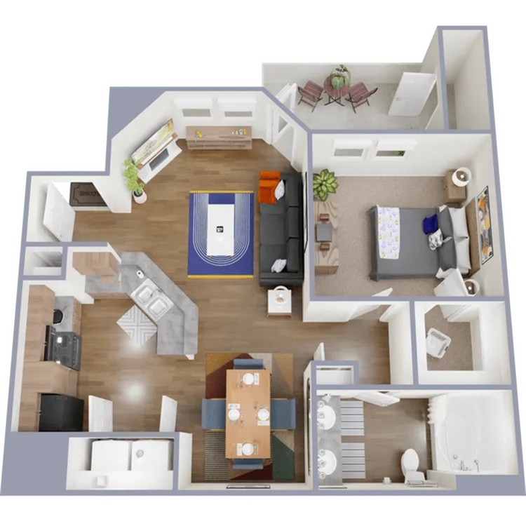 A4 - 752 square foot, one bedroom, one bath apartment - Ascent