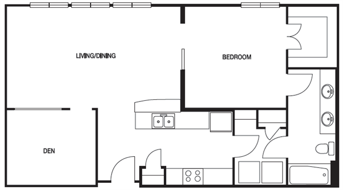 Floor Plan - A13 1 Bed 1 Bath